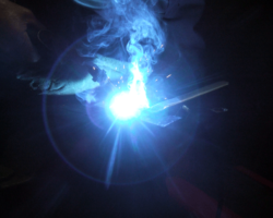Let there be light – and a lot of heat. MIG welding in progress.