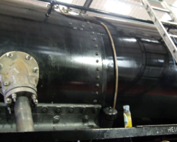More pipework connected; this is the steam feed to the atomiser via the valve
operated by the cylinder taps linkage.