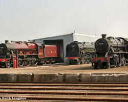 42968 at Crewe works once again in 2005 rubbing shoulders with some other iconic locomotives.