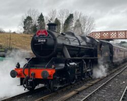 2968 at the head of her train once again in Platform 2 at Bridgnorth, ready for departure once a Down train arrives. P Weston
