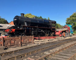 After the success of the SVR's Autumn Steam Gala where 13268 performed on goods and overnight trains. Here she is being loaded on a low loader for transportation to the Great Central Railway and then the East Lancashire Railway. Photo: John Bowater